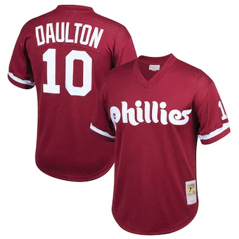 youth mitchell and ness darren daulton burgundy philadelphia phillies cooperstown collection mesh batting practice jersey
